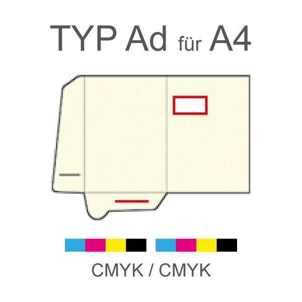 Mappe Typ Ad, A4, mit Fenster, VK-Schlitz, 4/4-CMYK, Bilderdruck (FSC)
