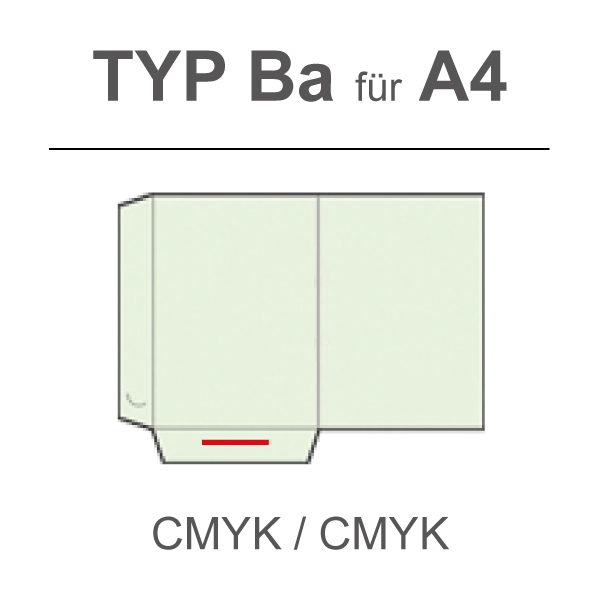 Mappe Typ Ba, A4 mit Laschen, VK-Schlitz, 4/4, BD MAXI