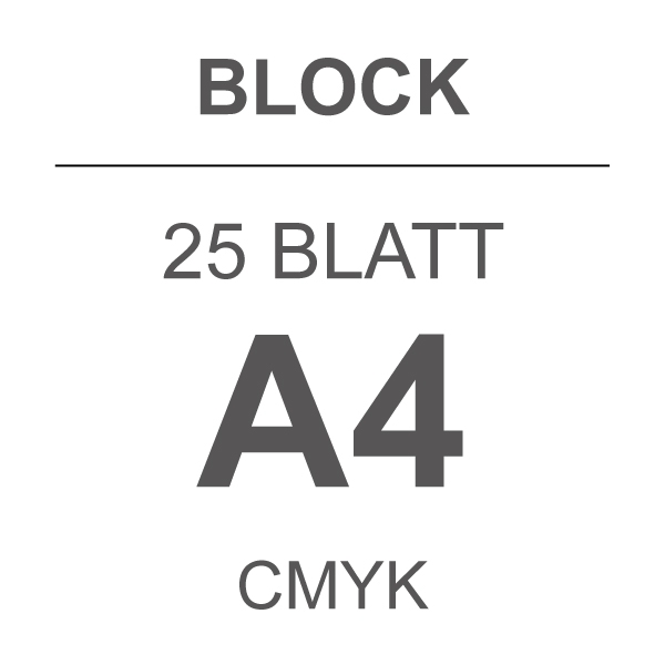 BLOCK A4, 25 Blatt, CMYK, Offsetpapier