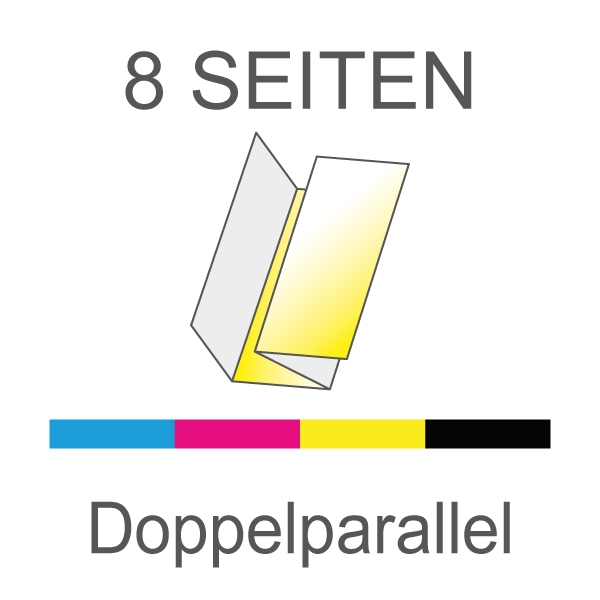 Falzflyer, 08 Seiten, 4/4-CMYK, Doppelparallelfalz