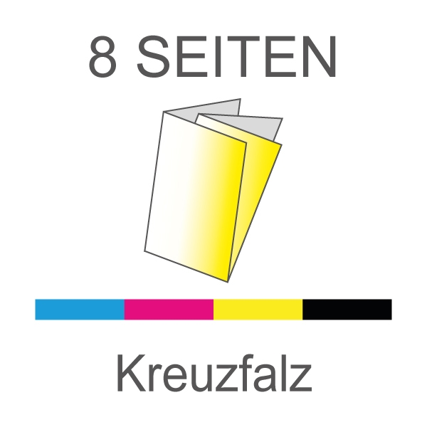 Falzflyer, 08 Seiten, 4/4-CMYK, Kreuzfalz